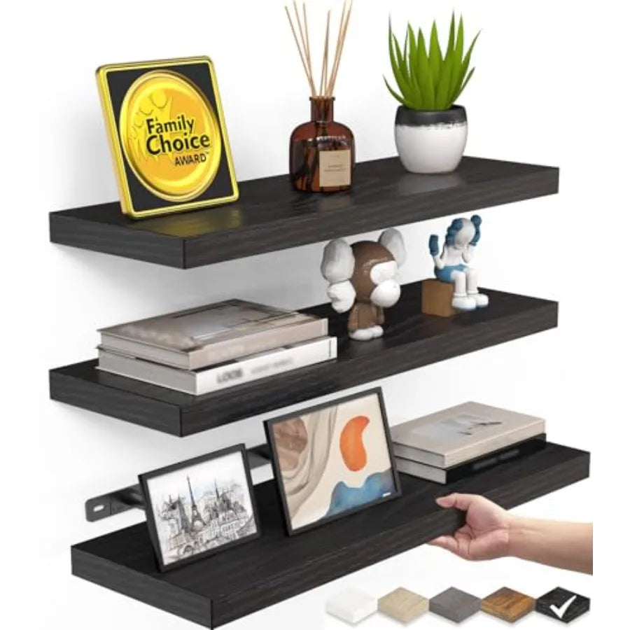 Floating Wall Shelves Rustic Wood for Bathroom Bedroom Living Room Kitchen Hanging Shelf for Books Storage Room Decor 22lbs Cap