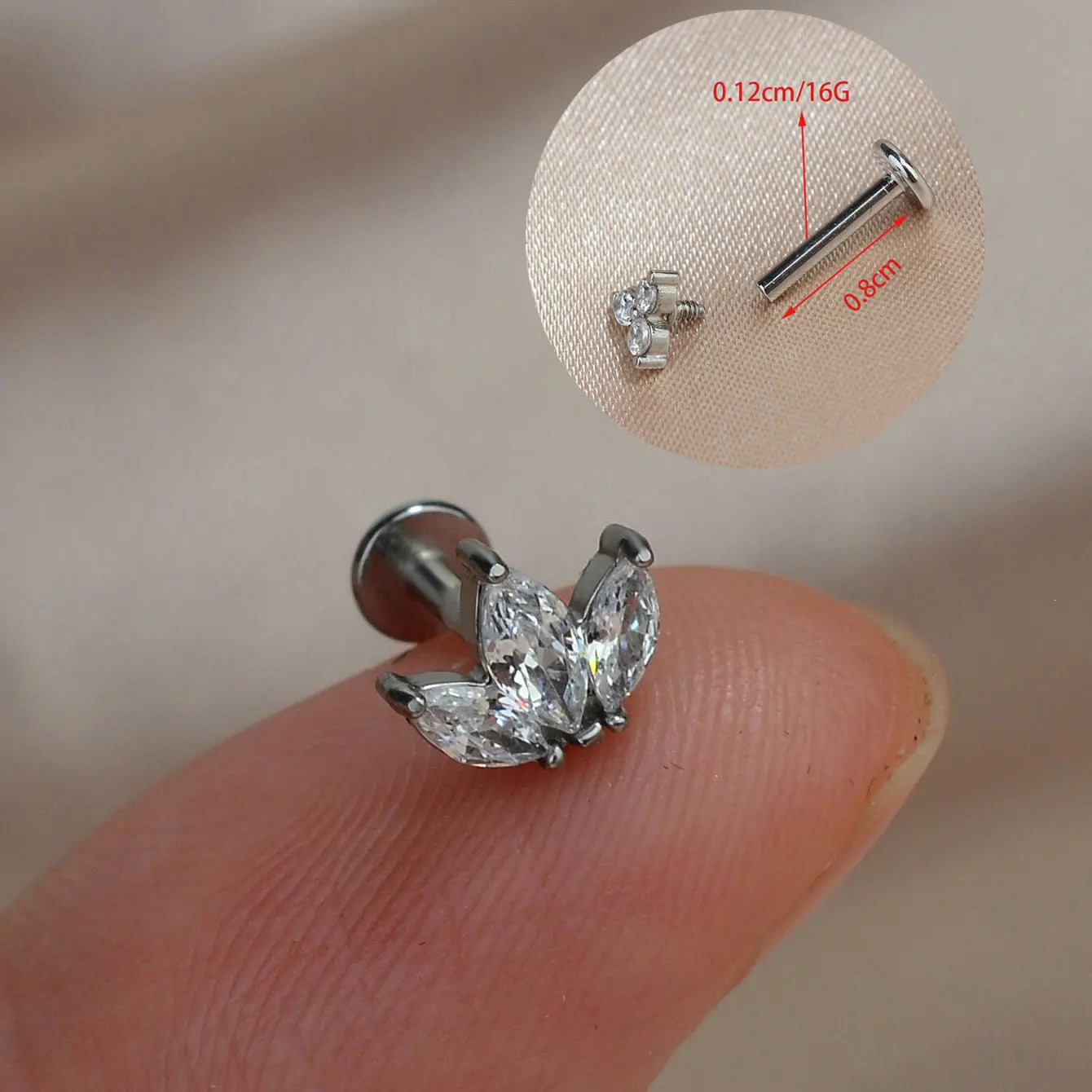 1Piece 16G Titanium Steel CZ Leaf Bee Piercing Lip Labre Studs Tragus Helix Cartilage Couch Lobe Earrings Body Jewelry For Women