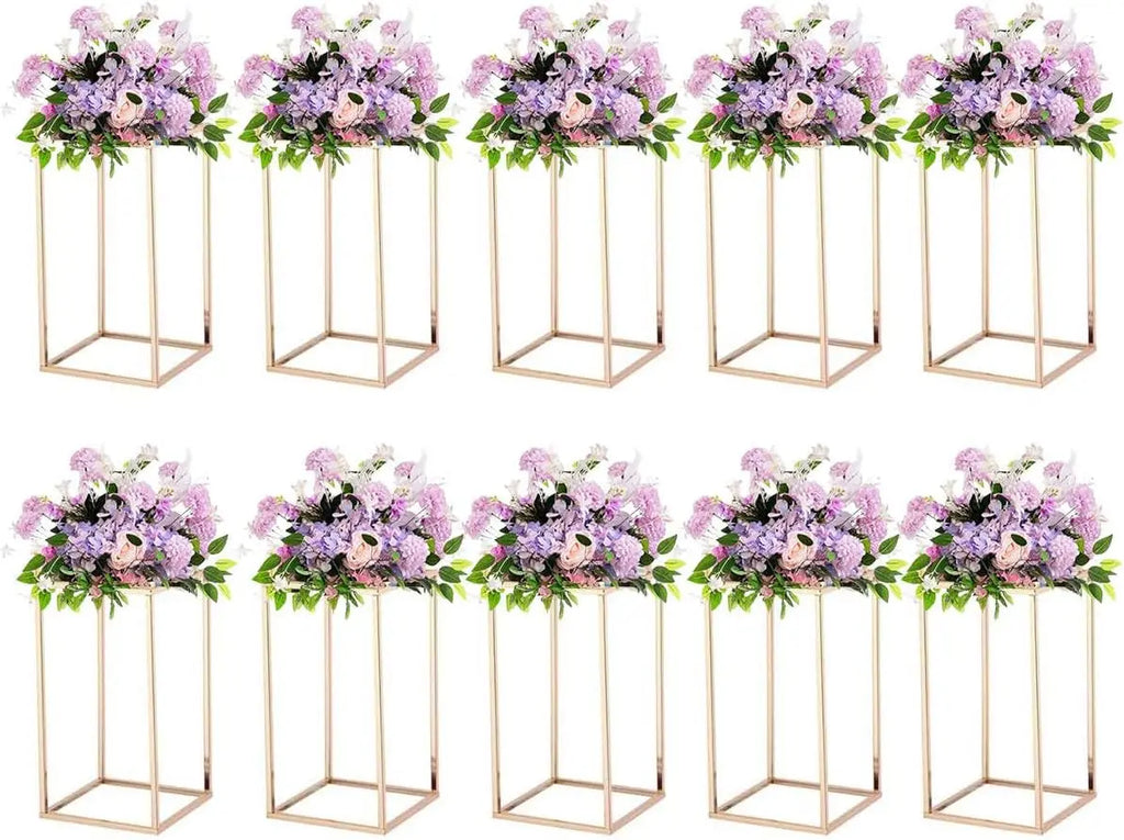 10pcs Gold Wedding Table Centerpiece Gold Centerpiece Metal Flower Vase for Birthday Party Event Home Decor(15.7inch)