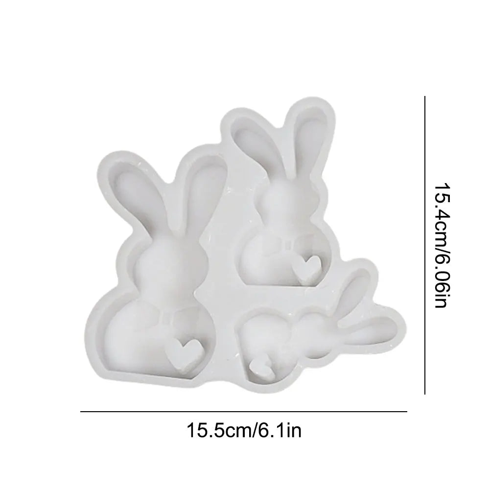 Easter Bunny Concrete Molds Cute Rabbit Gypsum Molds Plaster Mold for Easter Table Decor