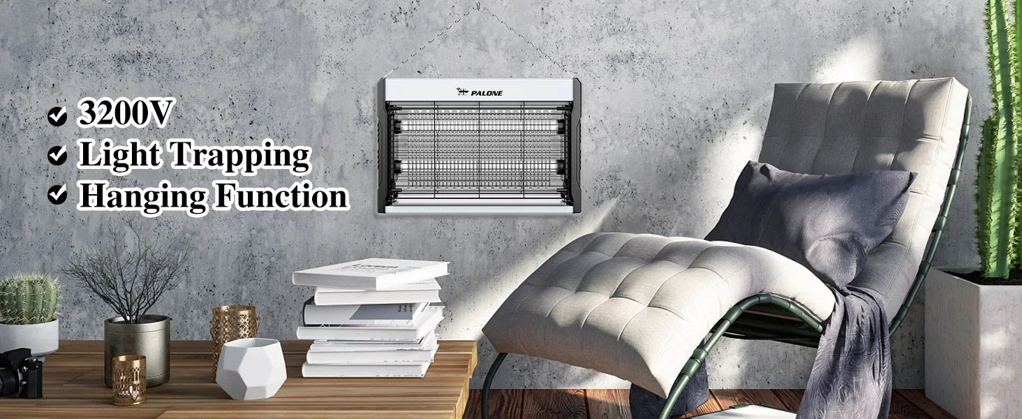 Electric Bug Zapper 3200V Mosquito Zapper Killer Indoor Insect Killer with Hanging Chain Removable Collection Tray Bug Zapper