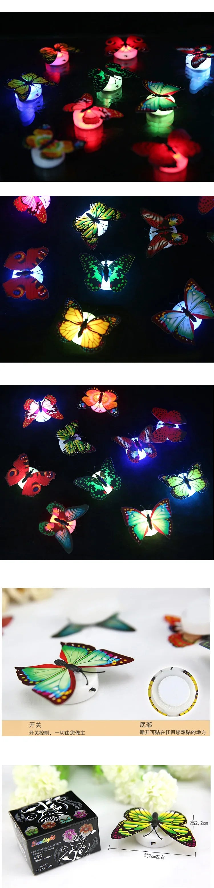 3D Wall Sticker Wallpaper Self-Adhesive Butterfly Stickers Lamps Panel for Living Room Bedroom Bathroom Home Decoration DIY Gift