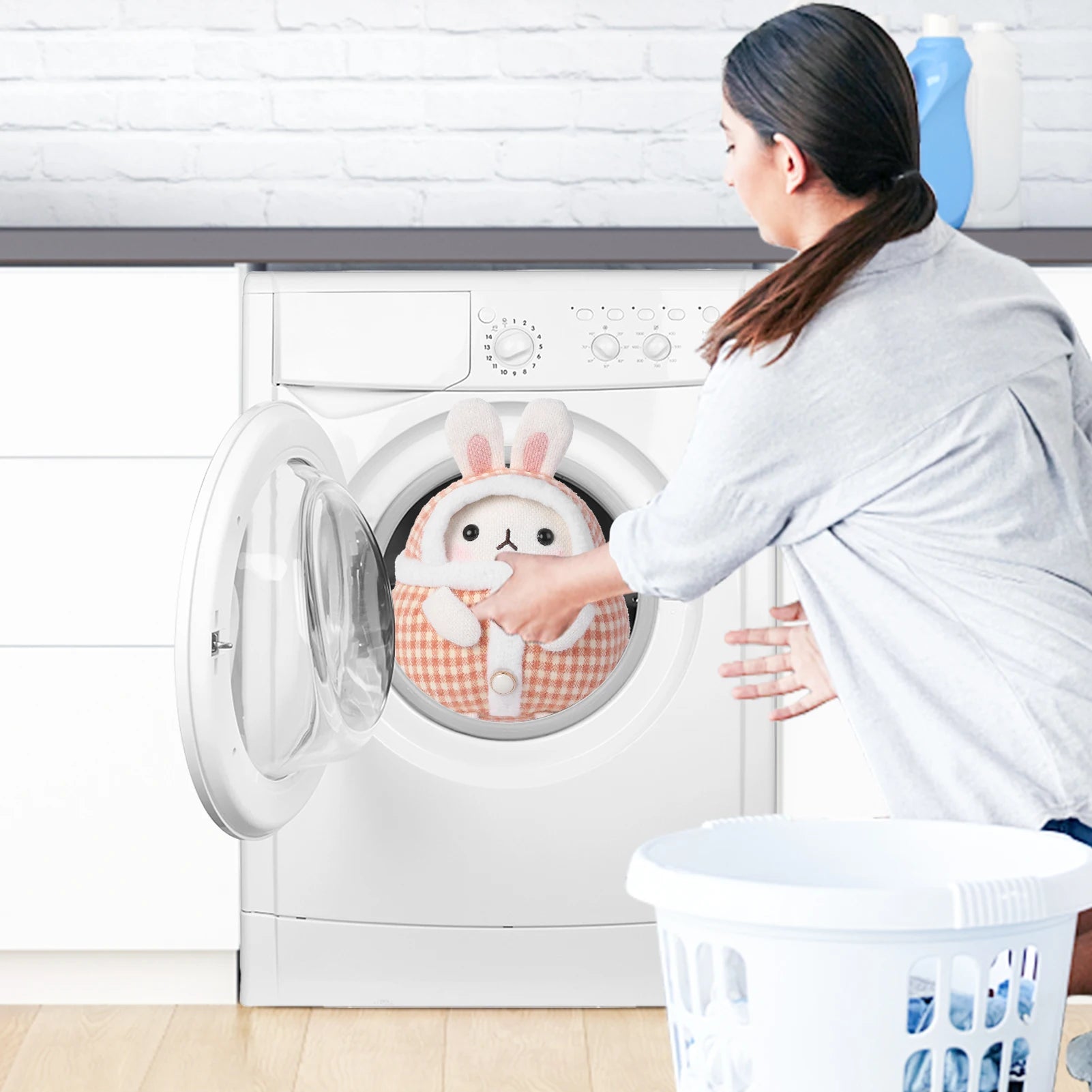 Stuffed Animals Bunny Toys for Kids 12.6 Inch Bunny Plush Knitted Toys with Cute Costume Christmas Birthday Easter Presents