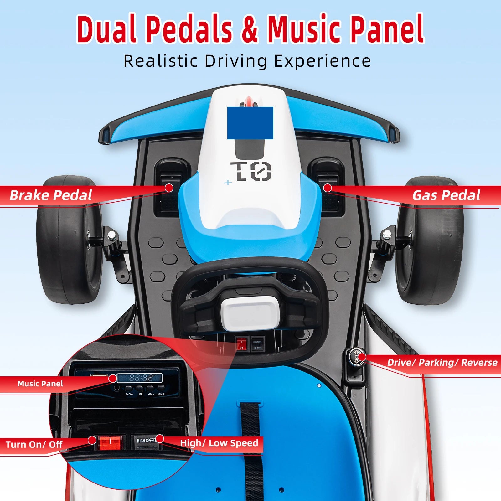 Electric Go Kart for Kids, 24V Drift Kart with 2X200W Strong Motor, 7AH Battery, Electric Pedals, Outdoor Race Ride-On Toys