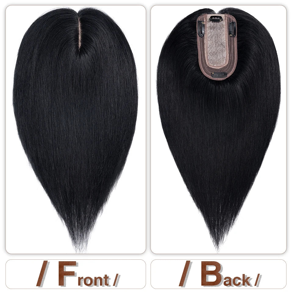S-noilite 7x13cm Hair Toppers Human Hair For Women Natural Hair Topper Wigs Women Topper Silk Base Hair Clip In Hair Extensions