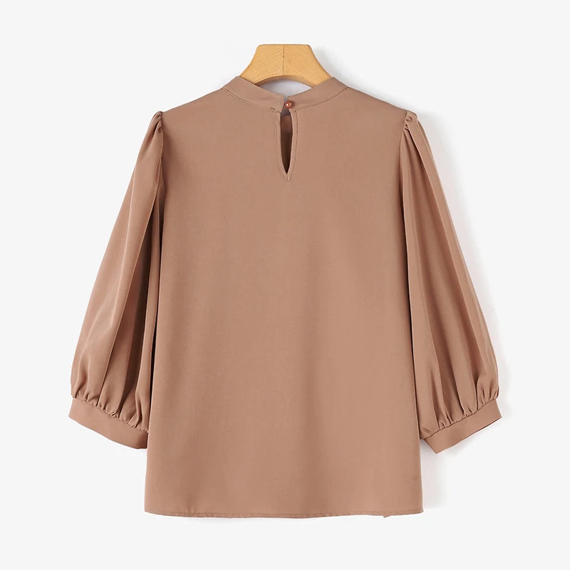 ZANZEA Fashion OL Work Shirt Woman Lantern Sleeve O Neck Blouse Summer Elegant Party Tunic Tops Casual Loose Blusas Mujer 2024