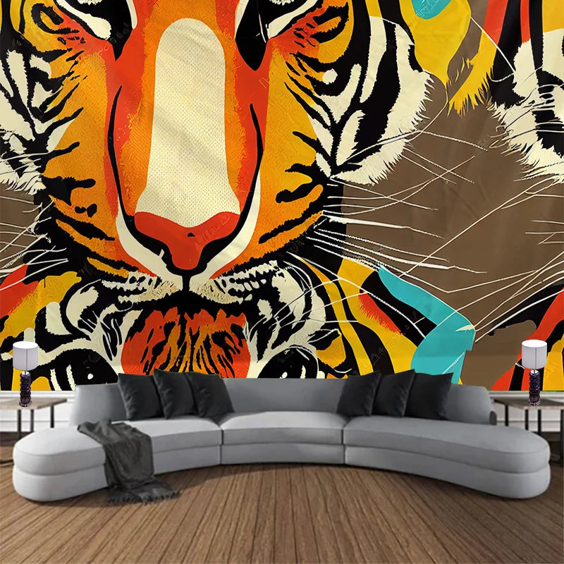 Animal Leopard Waterfall Tapestry Wall Art Floral  Wall Hanging Home House  Bedroom Decor For 2023 Tapiz Y2k Arazzi