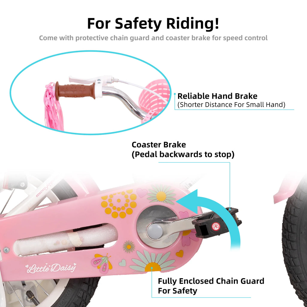 JOYSTAR Kids Bike for Ages 2-7 Years kids, 12 14 16 Inch Girls Bikes with Doll Seat & Streamers, Boys Bike with Flag & Plate