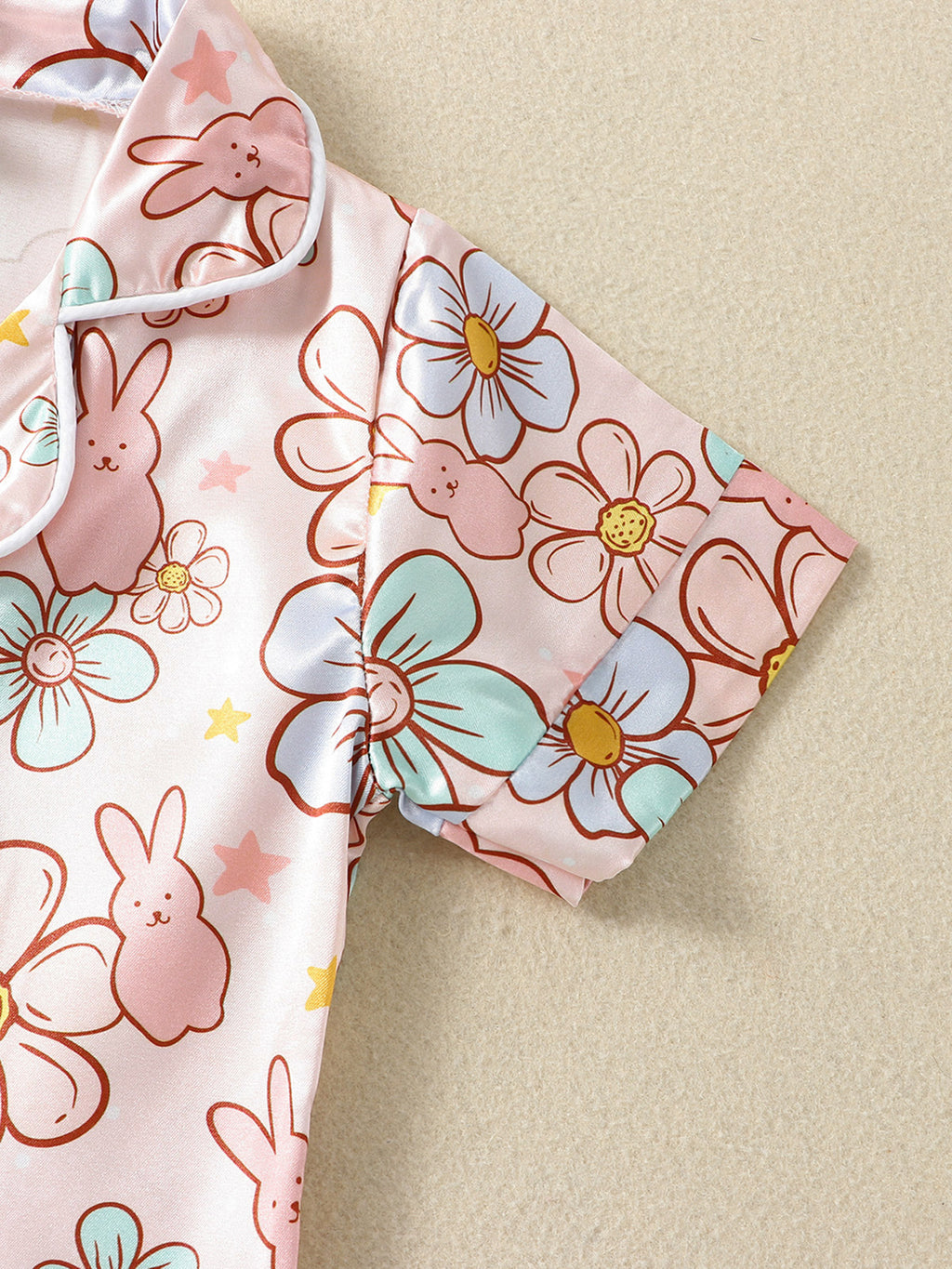 2Pcs Boys Easter Pajamas Set Long Sleeve Striped Print Button Down Shirts and Pants Set Loungewear for Kids