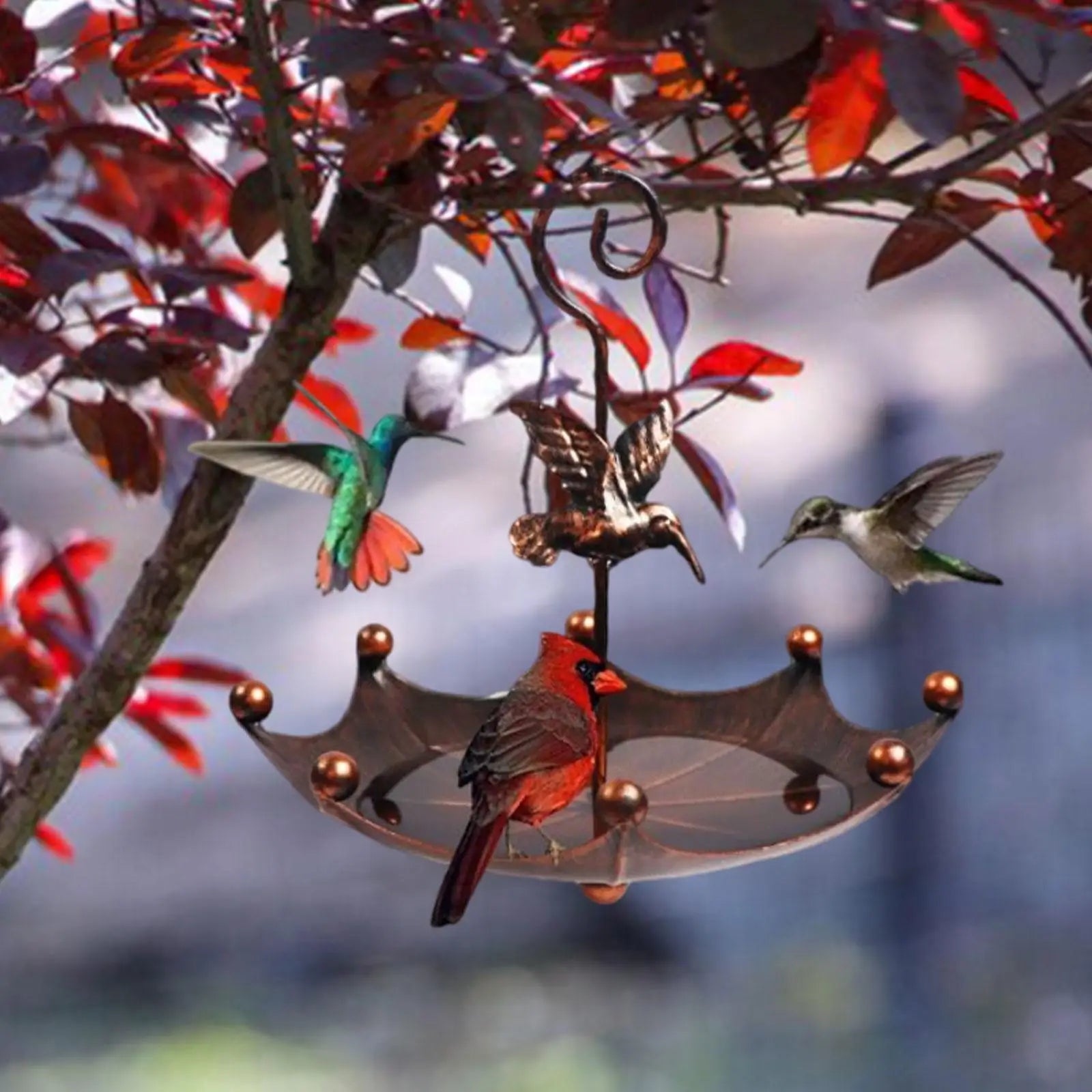 Hanging Bird Bath with Hook Bird Feeder Tray Water Bowl for Park Courtyard Deck Backyard Hummingbird Wildbird Feeding Supplies