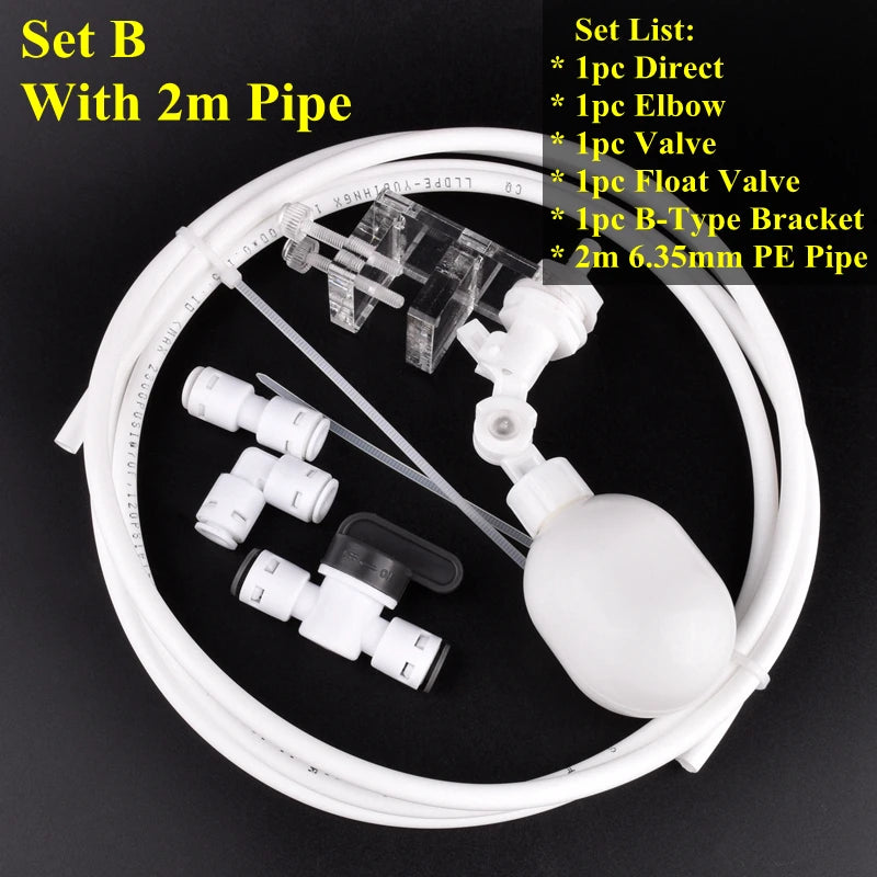 1/4" 6.35mm Water Dispenser Ball Float Valve Aquarium Tank Automatic Water Refill Ball Cock Adapter Adjustable Height Floatvalve