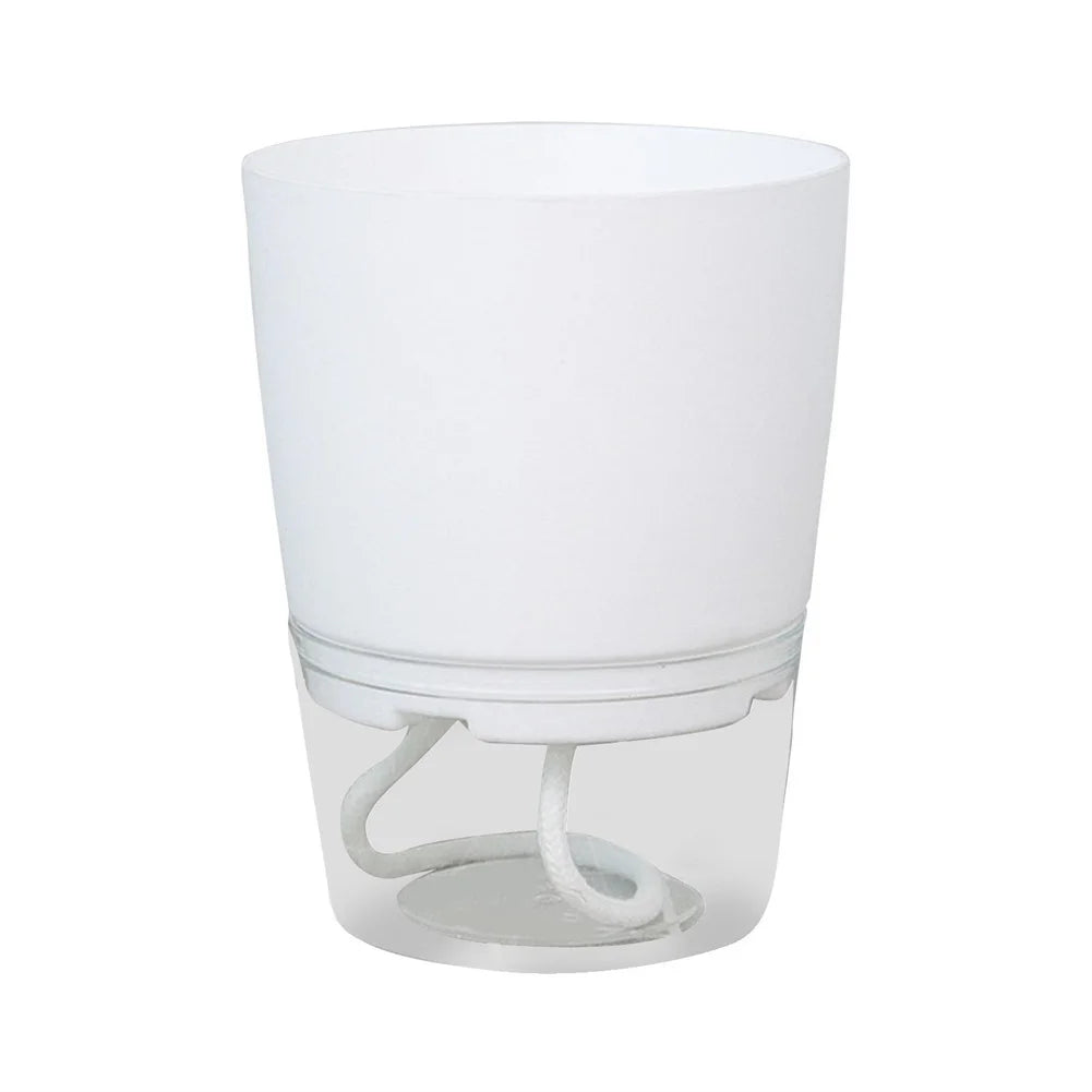 Lazy Hydroponic Flower Pot Automatic Water Absorbing Flowerpot Transparent Double Layer Plastic Resin Self Watering Plant Office