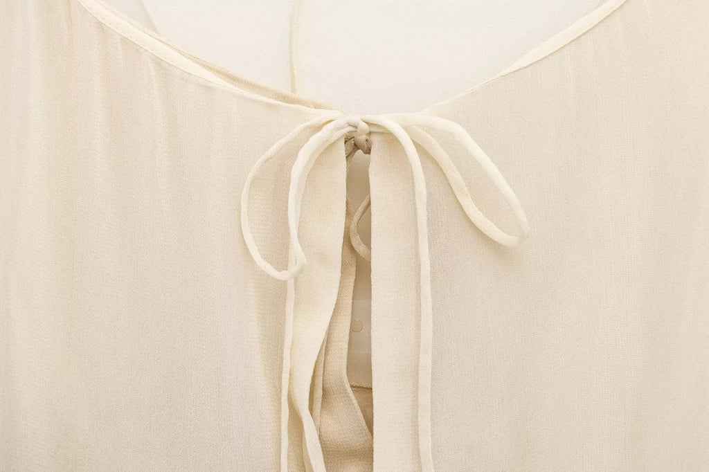 Spring New Product Spicy Girl High End Layered Decoration Romantic Style Translucent Trumpet Sleeve Shirt