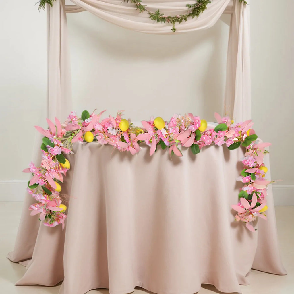 Easter Garland with Artificial Lemon and Flowers, 5.9ft Spring Garland Vine Easter Garland for Mantle Fireplace Arch
