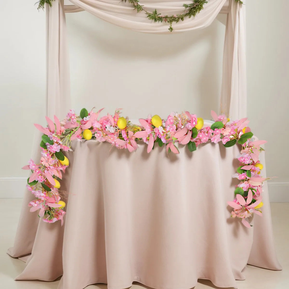 Easter Garland with Artificial Lemon and Flowers, 5.9ft Spring Garland Vine Easter Garland for Mantle Fireplace Arch