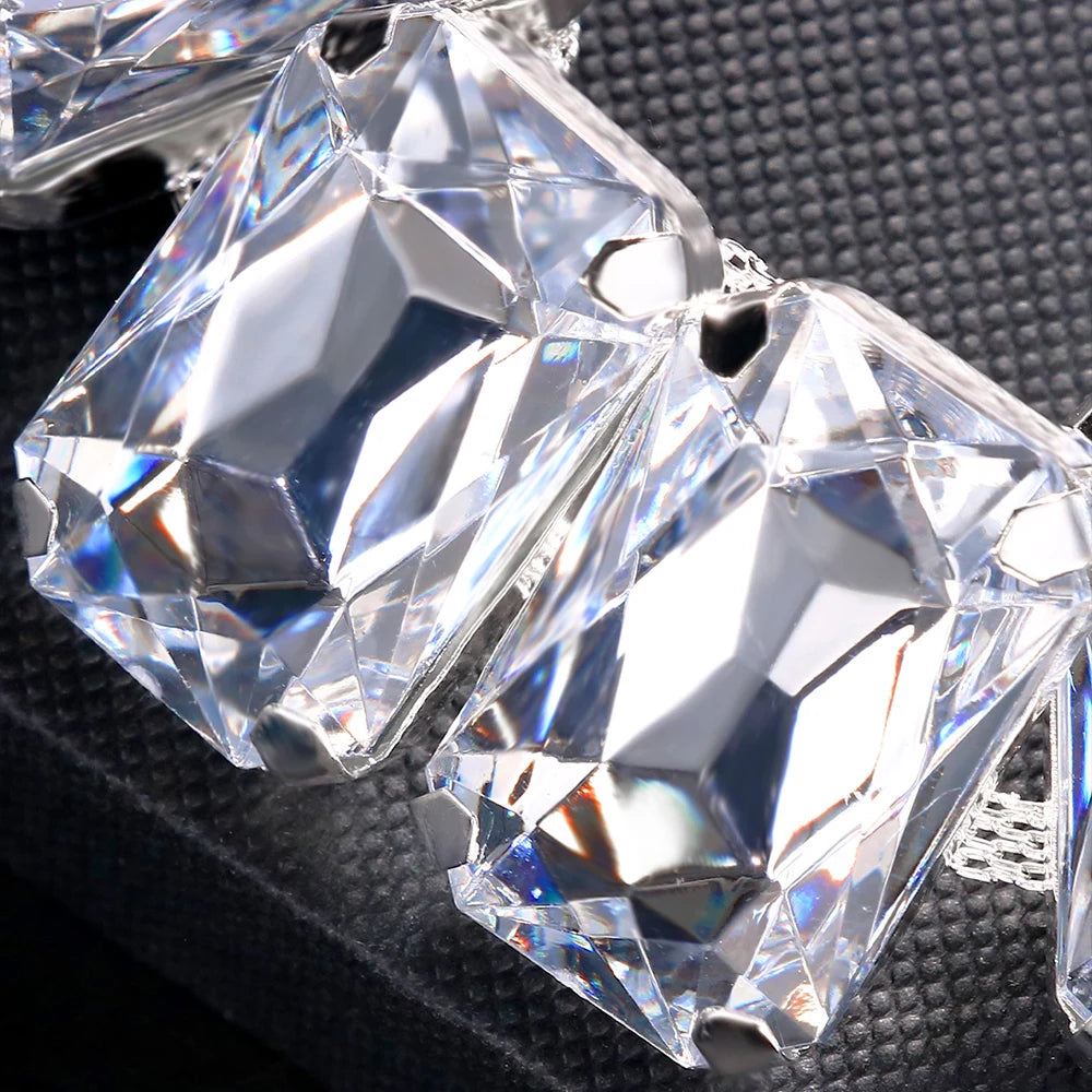 Stonefans Geometric Crystal Necklace Earrings Set Vintage Party Accessories Bridesmaid Wedding Jewelry for Bride Decoration Luxu