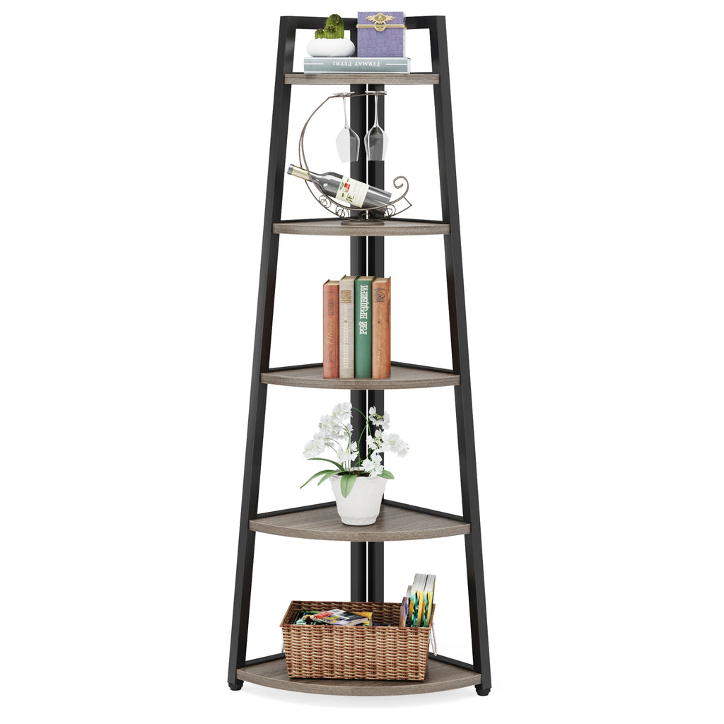 Tribesigns Bookcase Corner Book Shelf Rack Wood Bookshelf Storage Shelves
