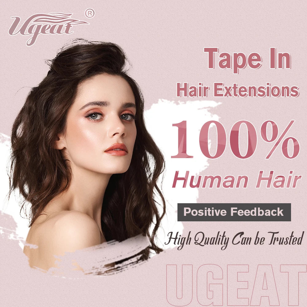 Ugeat Tape in Hair Extensions Balayage Natural Black to Ash Blonde Tape in Hair Extensions Platinum Blonde Tape in Hair for Wome