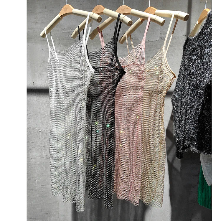 Sidaimi Night Club Sexy Slim Women's 2023 New Bright Diamond Crystal Temperament Bag Hip Sling Dress Fashion Vestido Feminino