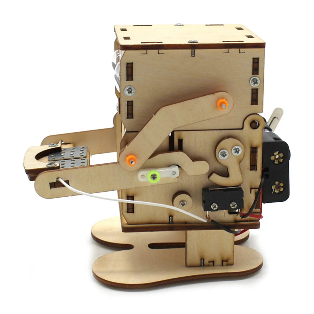 Robot Eating Coin Wood DIY Model Teaching Learning Stem Project Wooden Assemble Kit for Kid Science Experiment Education Toy