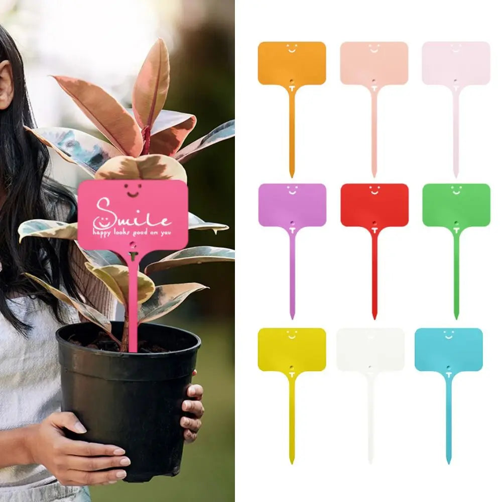 100Pcs T-type Sign Tags Garden Plant Labels Colorful Garden Decoration Name Tag Plastic Waterproof Plastic Marker Tags