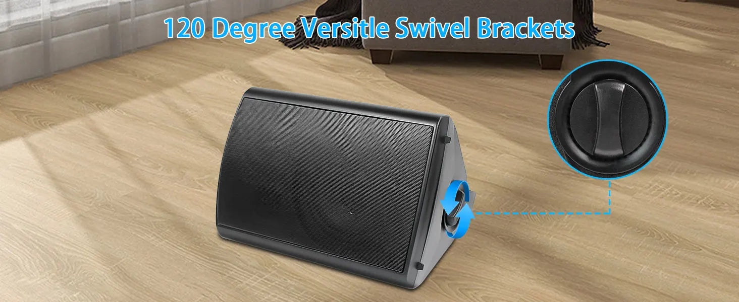 Herdio 2PCS 6.5'' 400W Outdoor Passive Speakers Wired Waterproof With Powerful Bass Wall Mount Speakers For Indoor Patio Covered