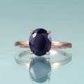 GEM'S BALLET 925 Sterling Silver Sapphire Ring Oval Blue Sapphire Solitaire Engagement Wedding Ring September Birthstone Jewelry