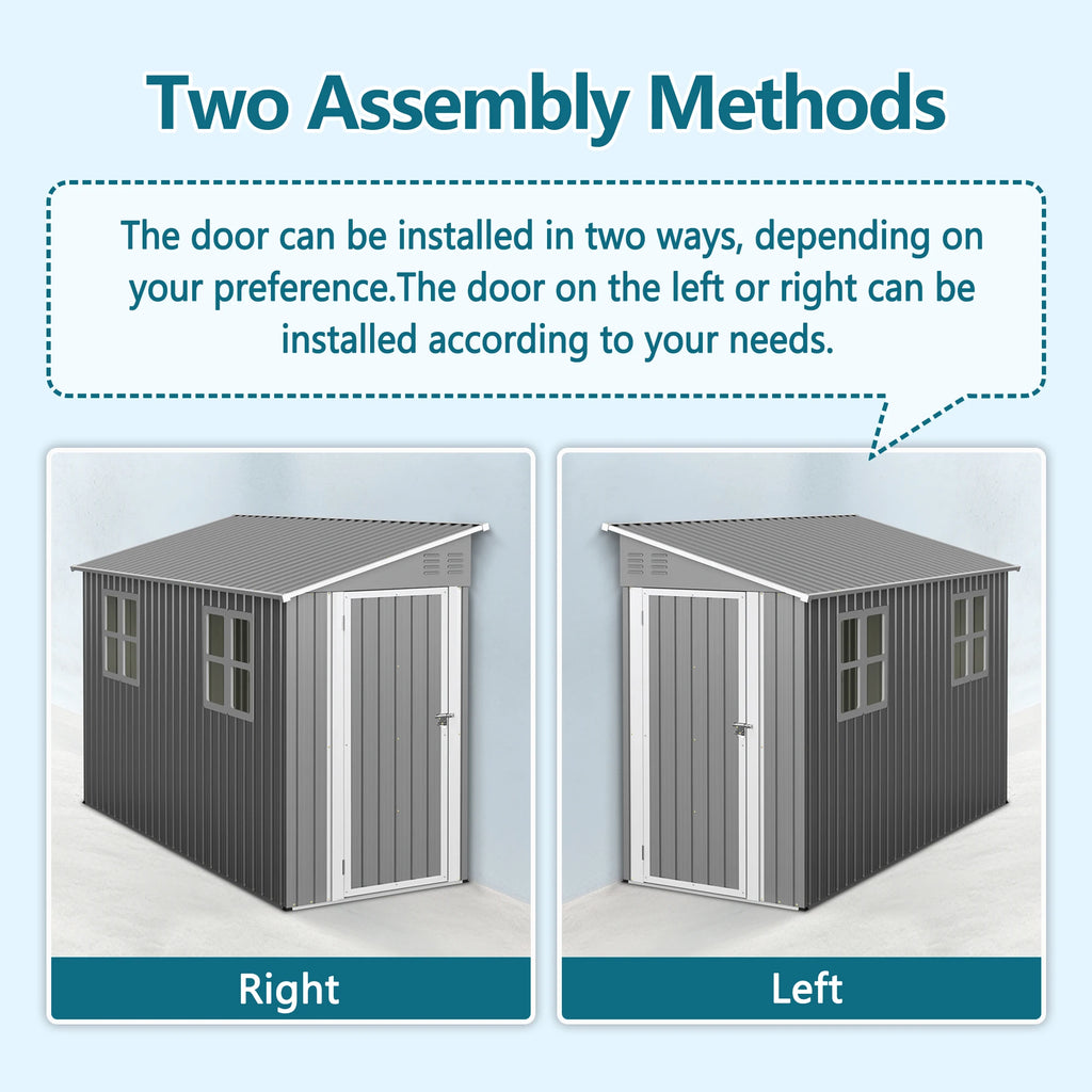 4x10 FT Galvanized Steel Outdoor Shed – Weatherproof Lockable Storage for Tools, Bikes & Pets w/Sloping Roof & Window