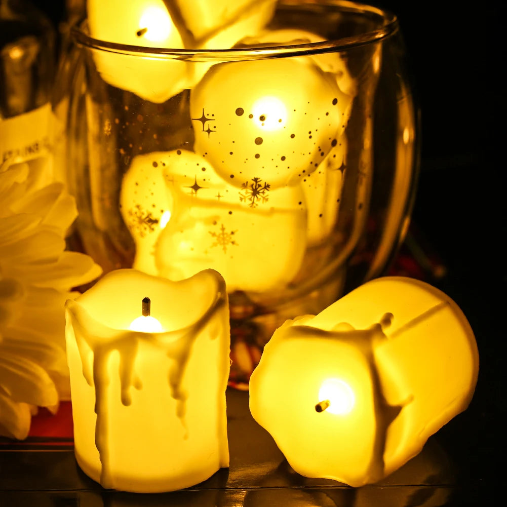Flameless Tea Light Candles Battery Operated Votive LED Tealights with Paper Lampshade for Wedding Valentine Halloween Christmas