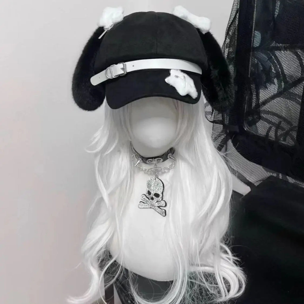 Women's Kawaii Hat Sweet Style New Fashion Cap Grey Dog Eared Cap Subculture Beret Cute Individualistic Embodying Otaku Culture