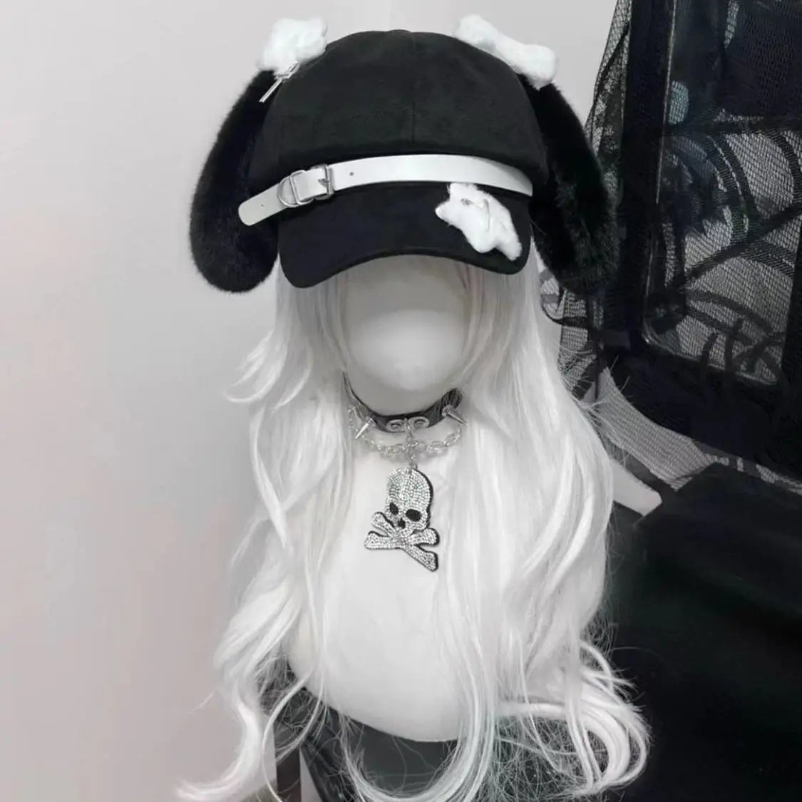Women's Kawaii Hat Sweet Style New Fashion Cap Grey Dog Eared Cap Subculture Beret Cute Individualistic Embodying Otaku Culture