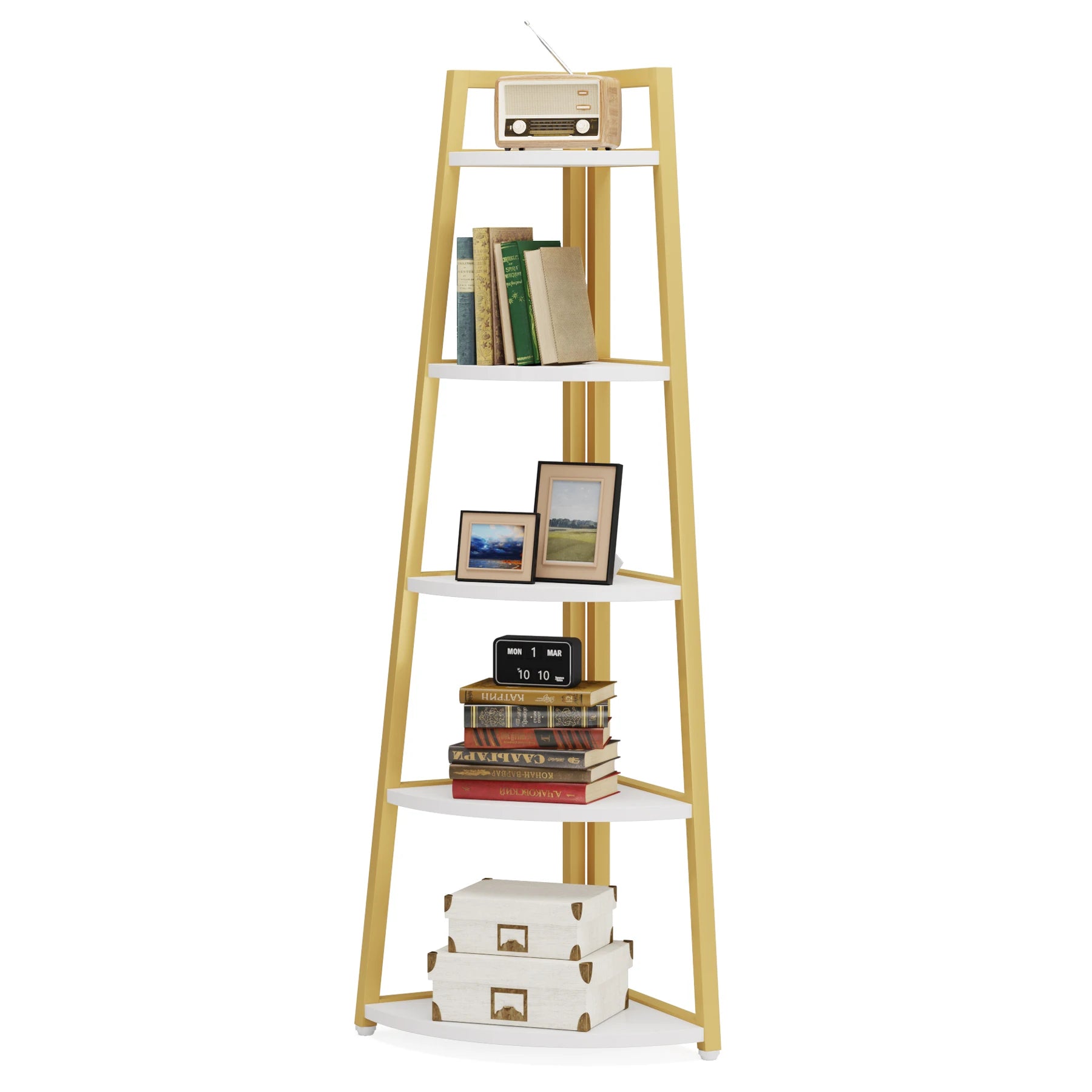 Tribesigns Bookcase Corner Book Shelf Rack Wood Bookshelf Storage Shelves