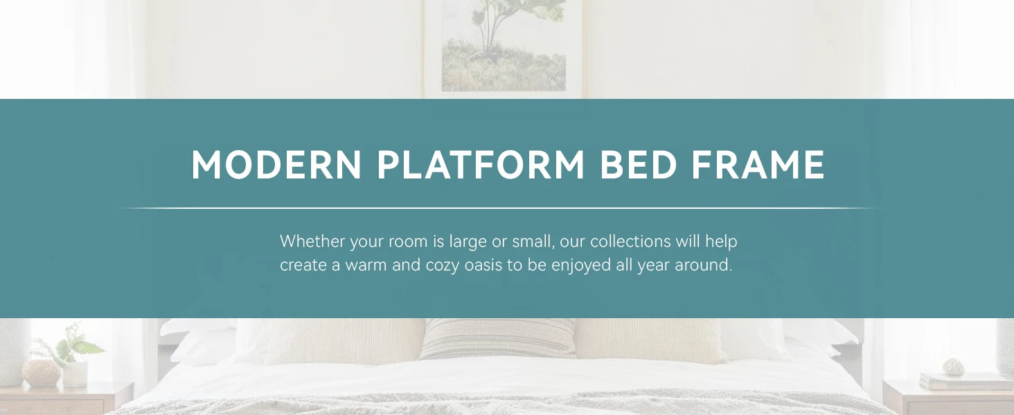 HOOMIC Full/Queen/King Upholstered Bed Frame with Adjustable Linen Headboard, Sturdy Wood Slats & Quiet Support