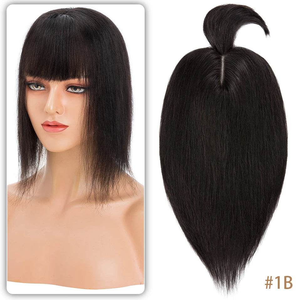 TESS Women Topper 10x12cm Hair Clips Hair Topper Natural Hair Wigs 100% Human Hair Silk Base Clip In Hair Extension Blonde Women