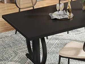 Tribesigns Dining Table for 4-6 People, 63-Inch Large Dinner Table with Heavy Duty Metal Frame, Modern Industrial Kitchen Table
