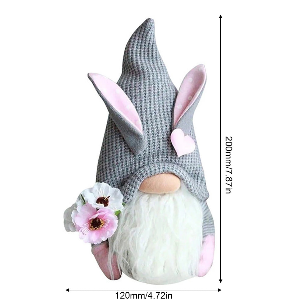 2Pcs Rabbit Ear Faceless Gnome with Knitted Hat Easter Bunny Ear Gnomes Toy Festival Theme for Bedroom Living Room Decor