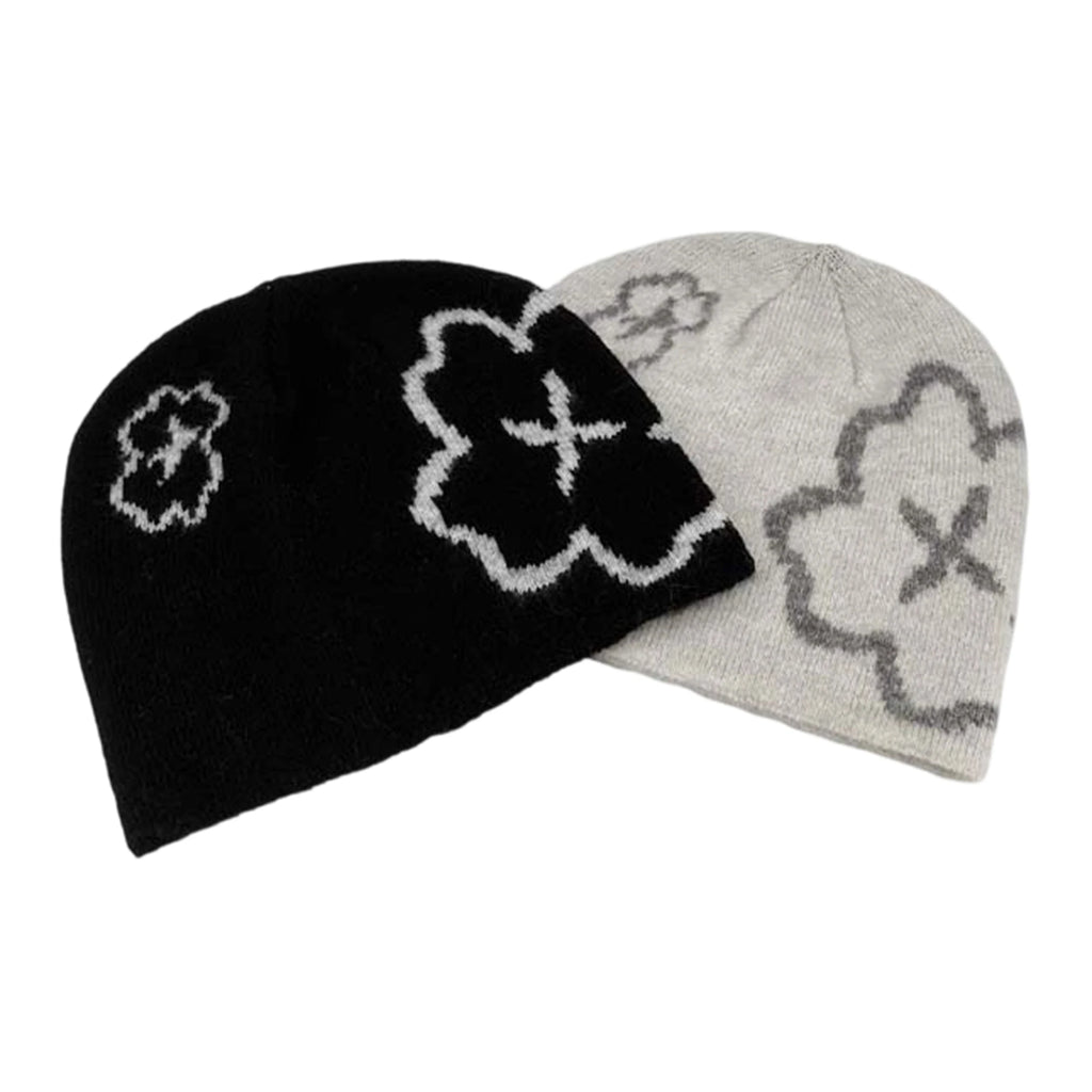 Women s Winter Knit Beanie Hat with Floral Design Soft and Stretchy Skull Cap for Outdoor Activities Warm and Cozy