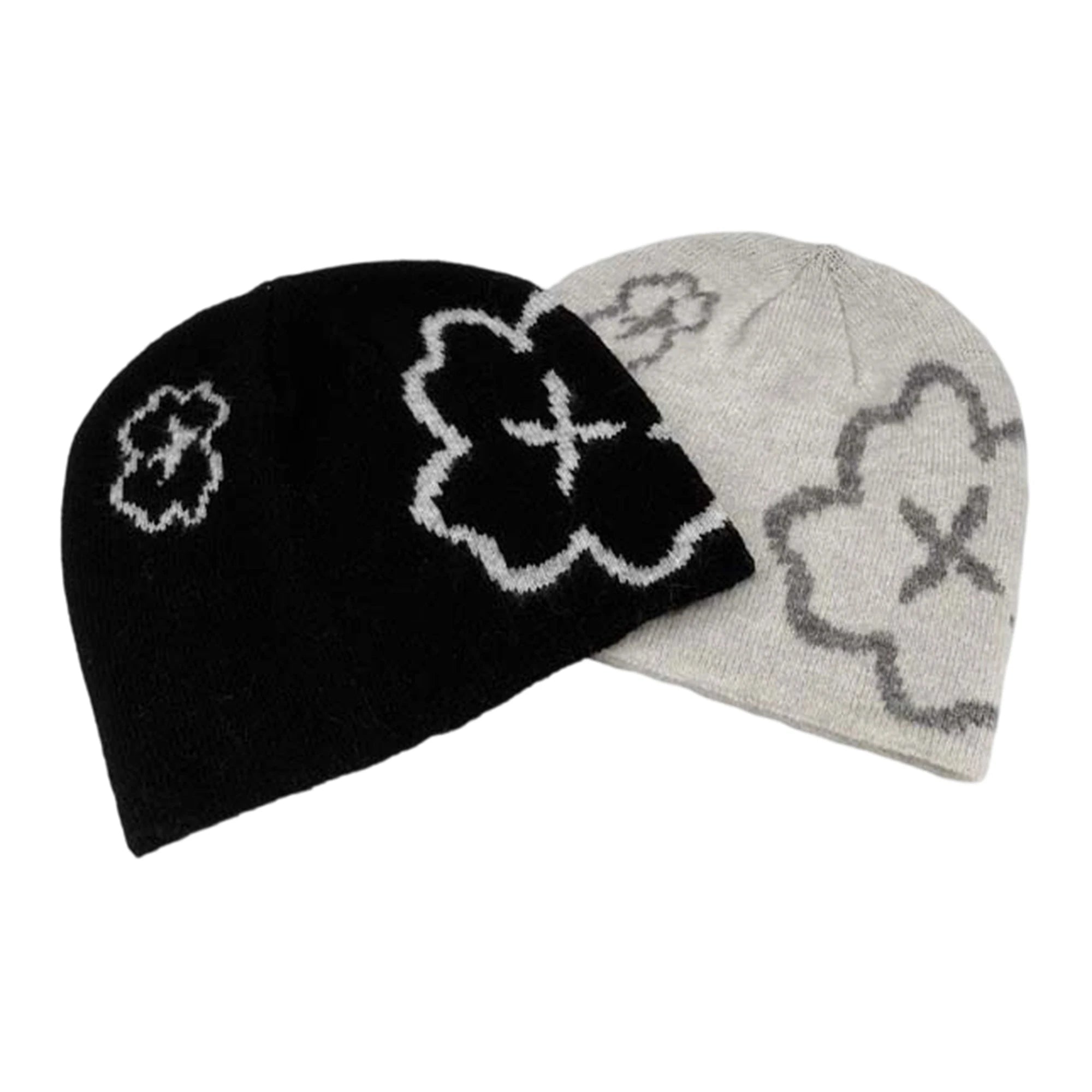 Women s Winter Knit Beanie Hat with Floral Design Soft and Stretchy Skull Cap for Outdoor Activities Warm and Cozy