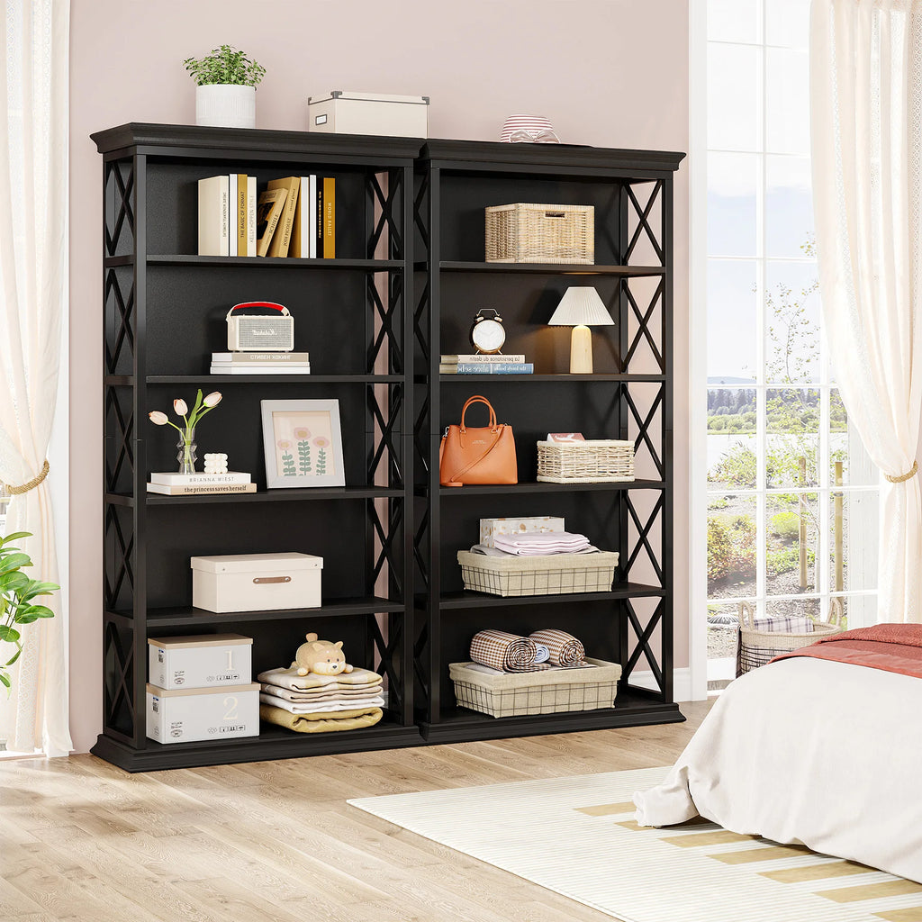 Tribesigns 6-Tier Bookcase, 71 Inches Industrial Bookshelves and Bookcases, Floor Standing 5 Shelf Display Storage Shelves