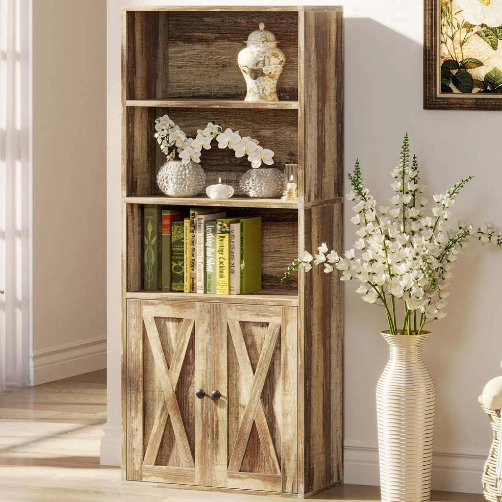 IRONCK Industrial Bookshelves and Bookcases with Doors 11.8 in Depth Floor Standing 5 Shelf Display Storage Bookcase Shelves