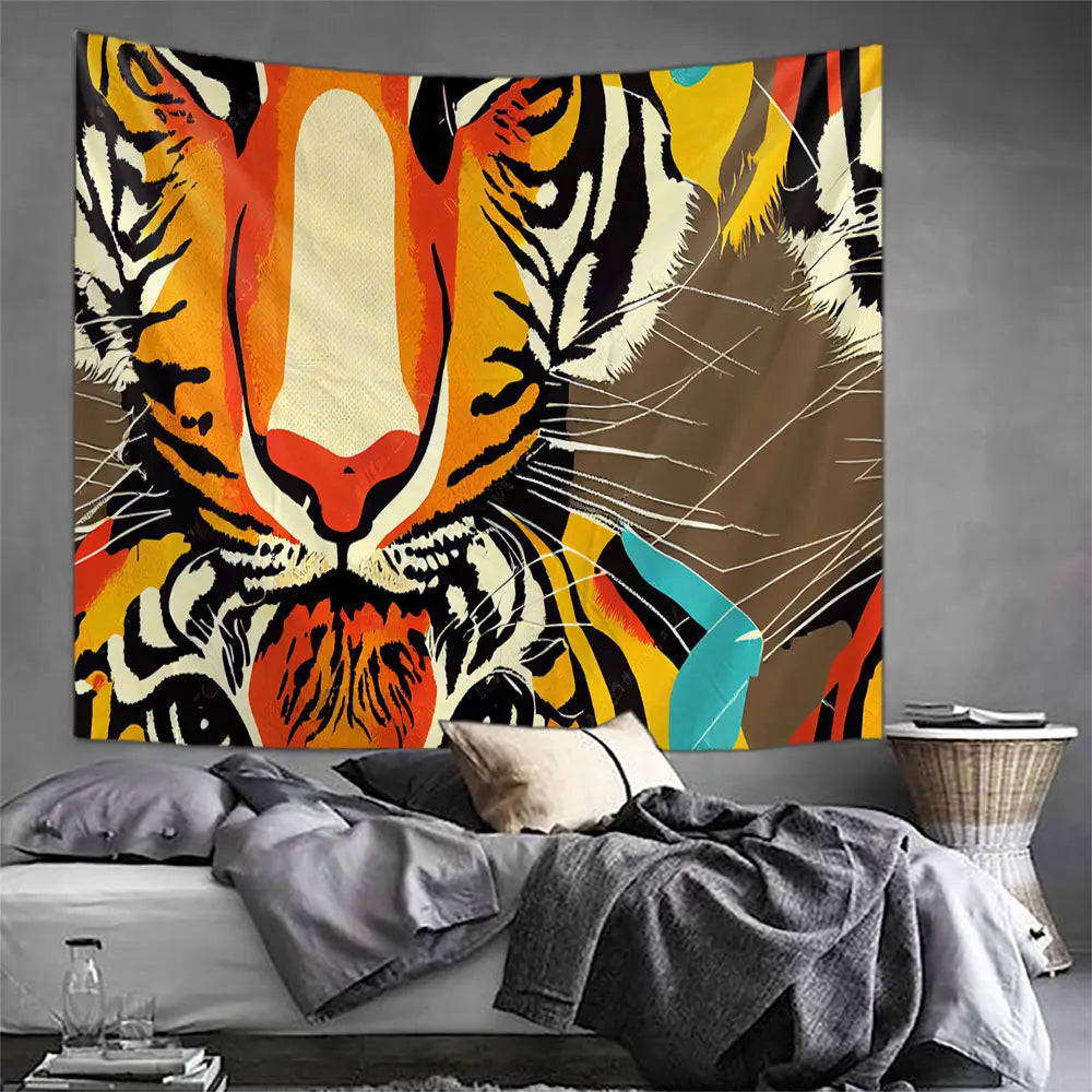 Animal Leopard Waterfall Tapestry Wall Art Floral  Wall Hanging Home House  Bedroom Decor For 2023 Tapiz Y2k Arazzi