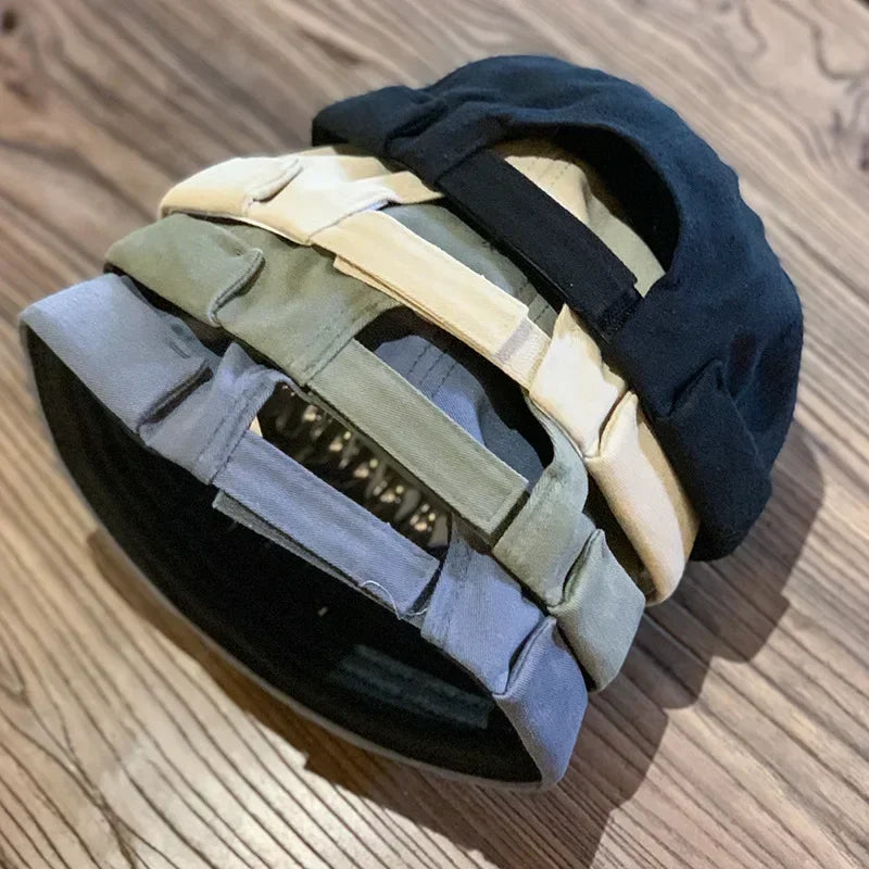1 Pcs Solid Color Adjustable Brimless Fashion Men Beanie No Visor Spring Autumn Unisex Outdoor Beret Melon Cap Hats