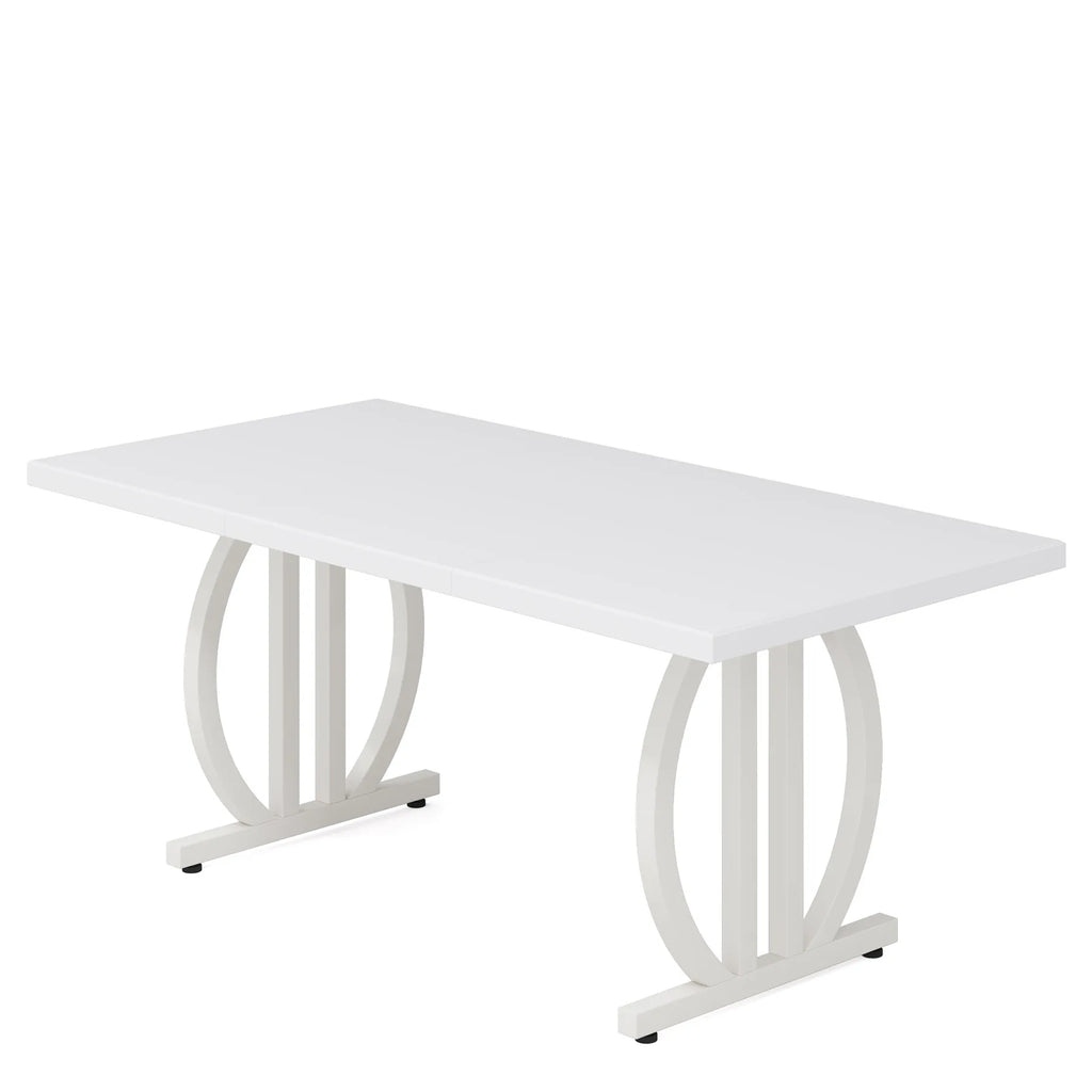 Tribesigns Dining Table for 4-6 People, 63-Inch Large Dinner Table with Heavy Duty Metal Frame, Modern Industrial Kitchen Table