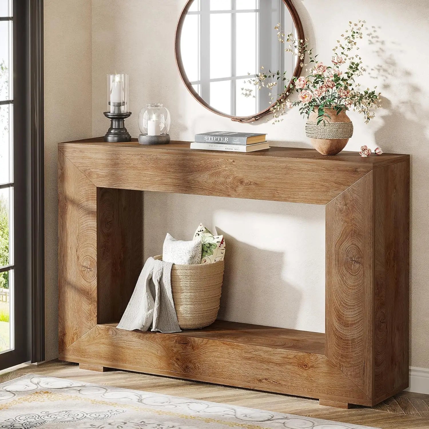 Tribesigns 47" Farmhouse Console Table with Storage, Industrial Hallway Sofa Table for Entryway, Living Room