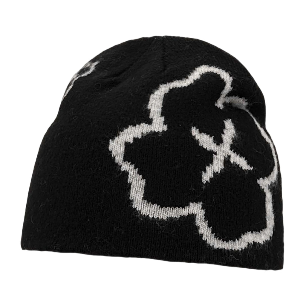 Women s Winter Knit Beanie Hat with Floral Design Soft and Stretchy Skull Cap for Outdoor Activities Warm and Cozy