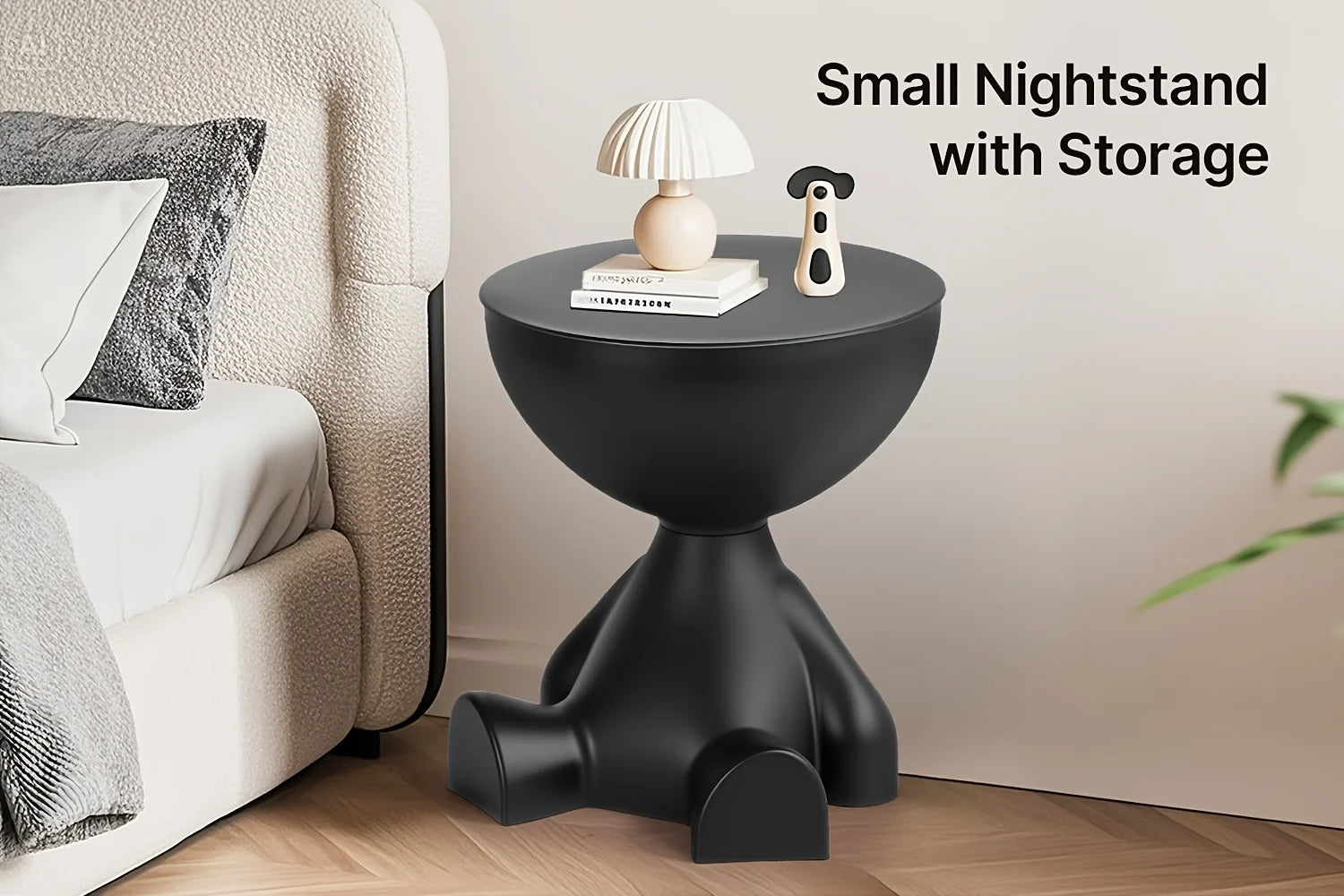 Modern bear-shaped plastic bedside table and stackable bookshelf - Space-saving multi-functional furniture, easy to assemble