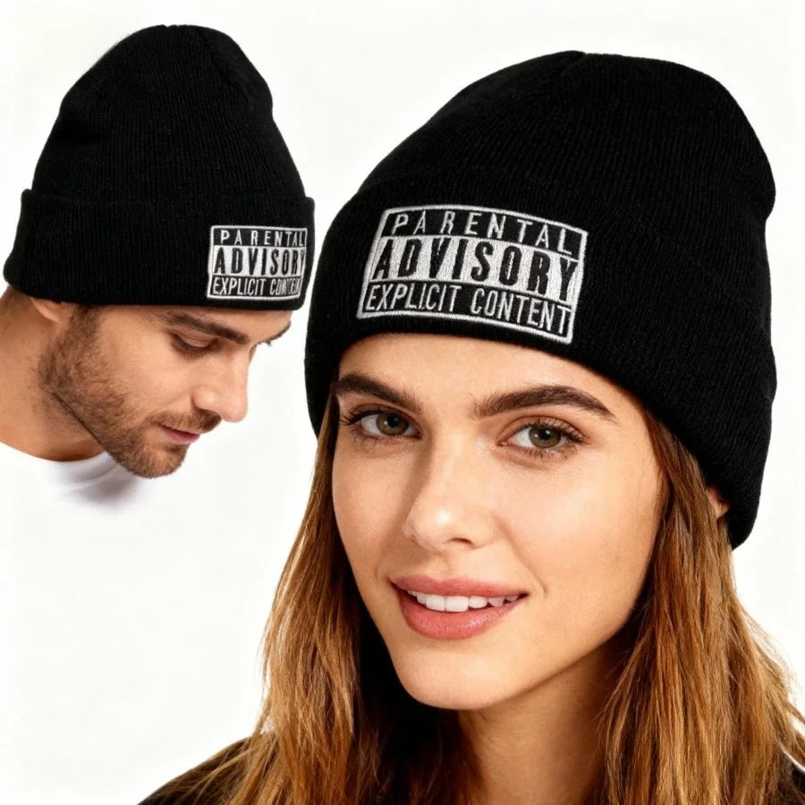 kumim Men's, Women's, Couple's, Letter Embroidered Autumn And Winter Warm Knitted Hat, Pullover Knitted Yarn Hat, Gift Giving