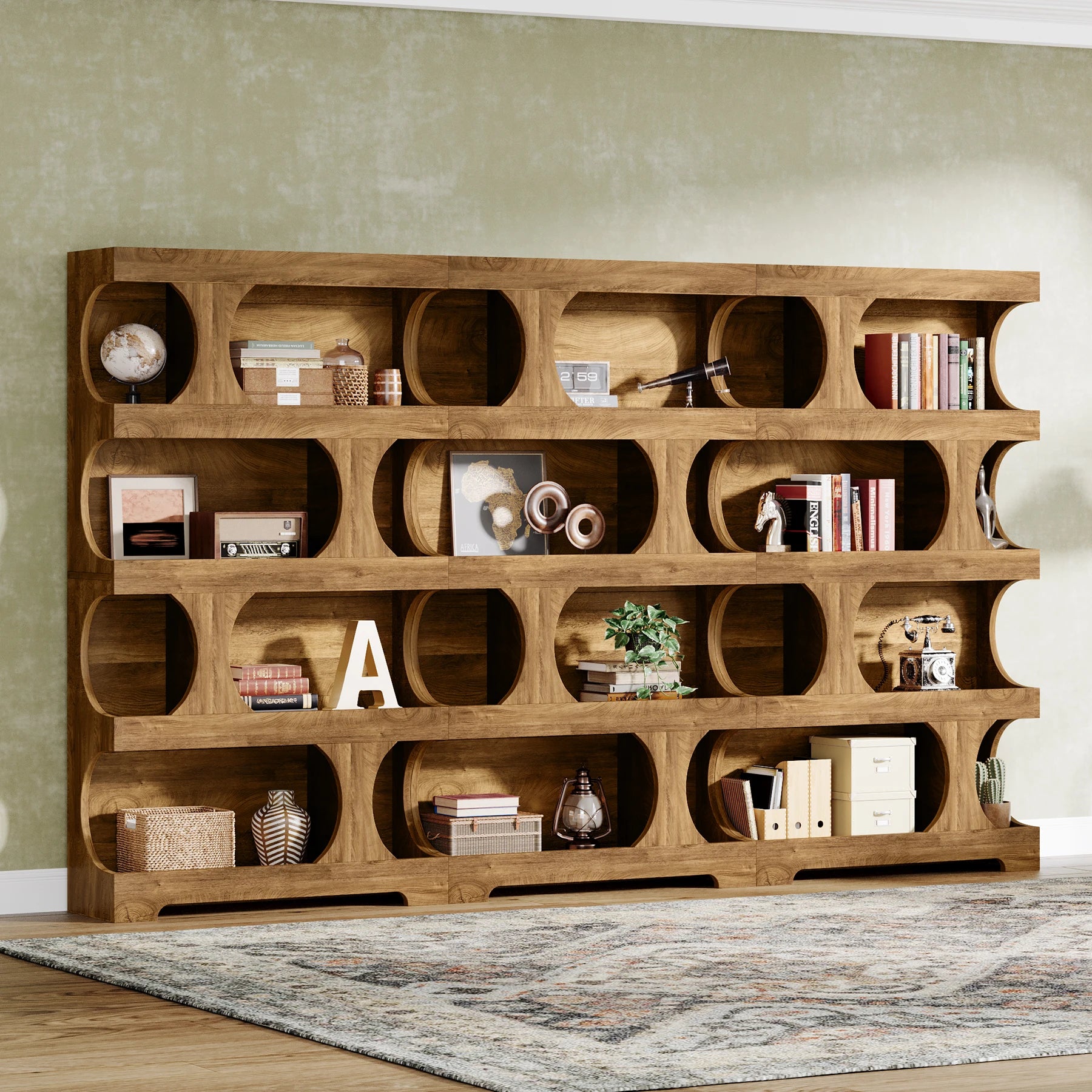 Tribesigns 71" Tall Bookcase, 4-Tier S-Shaped Bookshelf, Wood Decorative Storage Shelving, Modern Freestanding Display Shelves