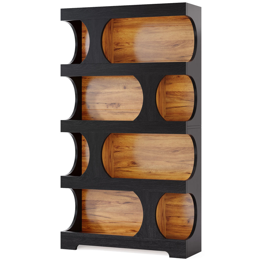 Tribesigns 71" Tall Bookcase, 4-Tier S-Shaped Bookshelf, Wood Decorative Storage Shelving, Modern Freestanding Display Shelves