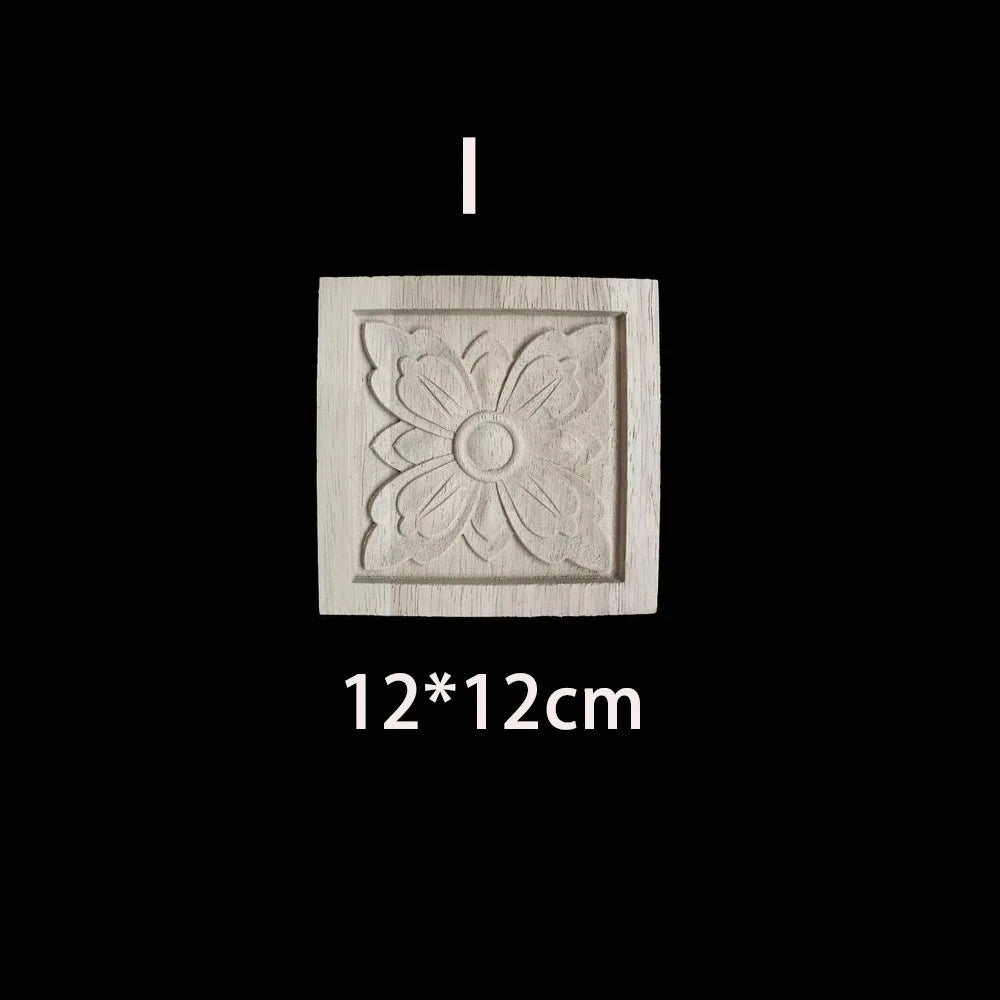 Unique Natural Floral Wood Carved Onlays and Appliques Wood Figurines for Decor Home Decoration Accessories wood furniture decal